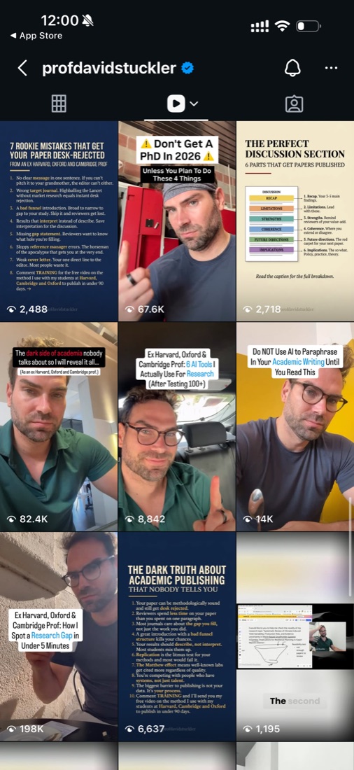 @profdavidstuckler reel grid