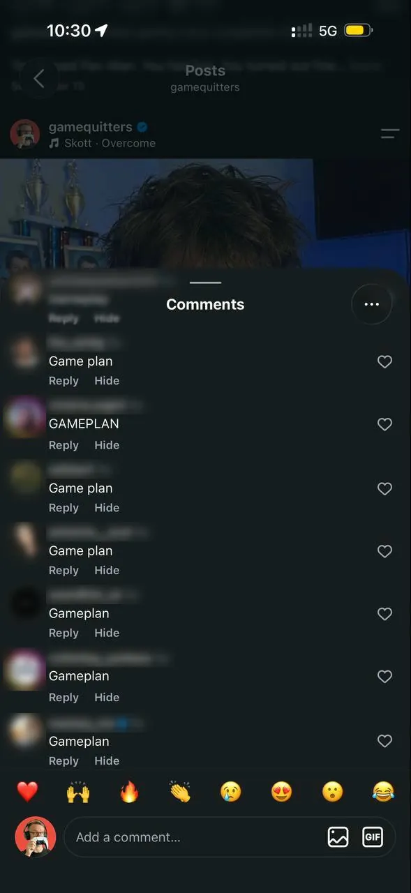 Parents commenting GAMEPLAN on a Game Quitters post