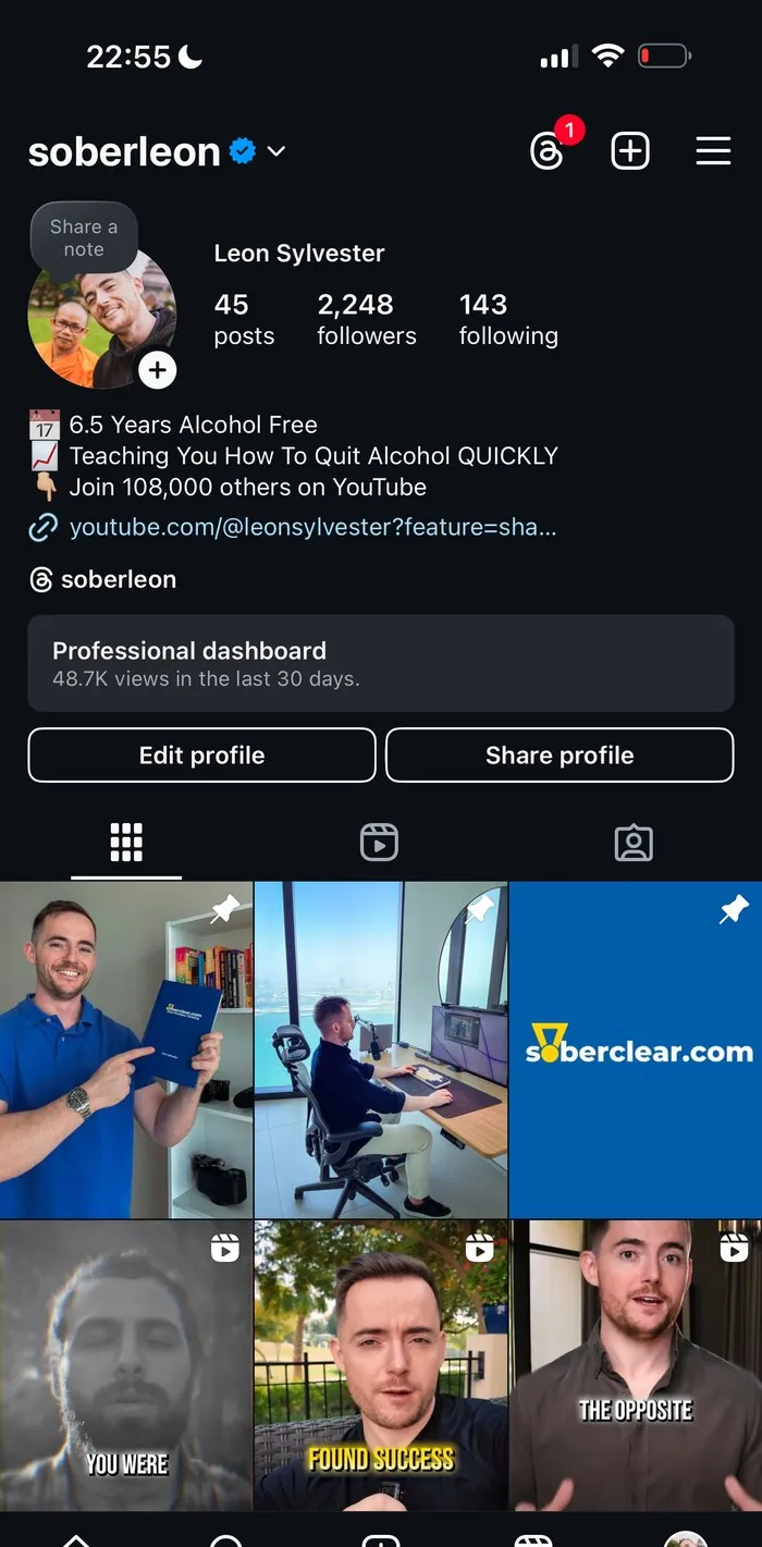 Instagram profile, February 2025: 45 posts, 2,248 followers